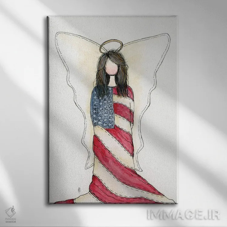 تابلو فرشتهٔ پرچم قدیمی آمریکا (Old Glory) اثر اشلی بردلی - نمای روبهرو روی دیوار