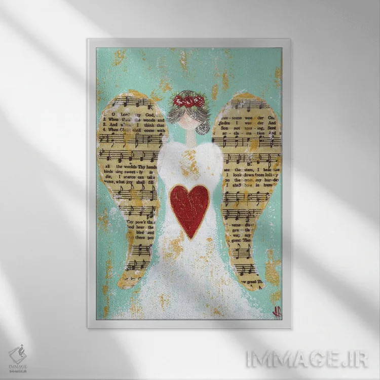 تابلو فرشتهٔ رز قرمز اثر اشلی بردلی - نمای قابدار سفید