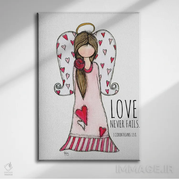 تابلو عشق هرگز شکست نمیخورد اثر اشلی بردلی - نمای روبهرو روی دیوار