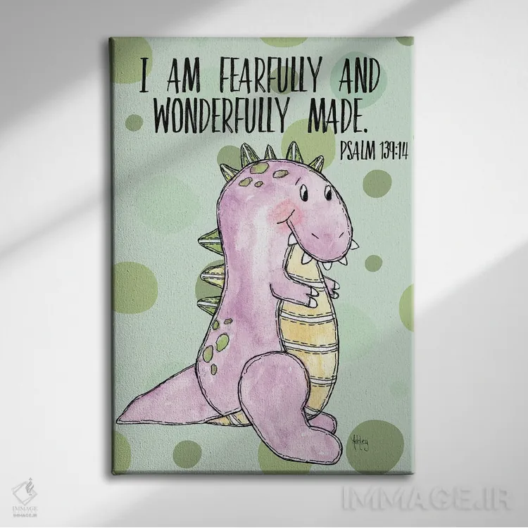 تابلو دایناسور III اثر اشلی بردلی - نمای روبهرو روی دیوار