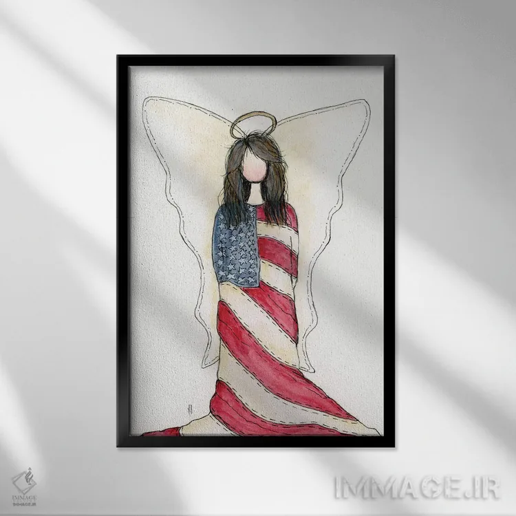 تابلو فرشتهٔ پرچم قدیمی آمریکا (Old Glory) اثر اشلی بردلی - نمای قابدار مشکی