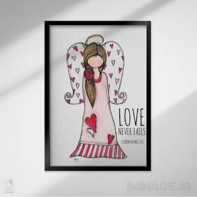 تابلو عشق هرگز شکست نمیخورد اثر اشلی بردلی - نمای قابدار مشکی