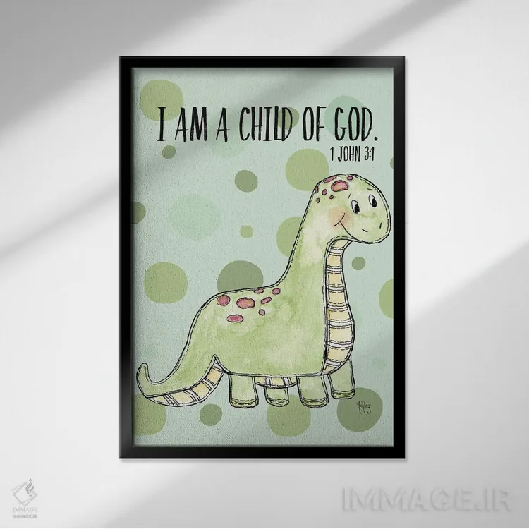 تابلو دایناسور I اثر اشلی بردلی - نمای قابدار مشکی