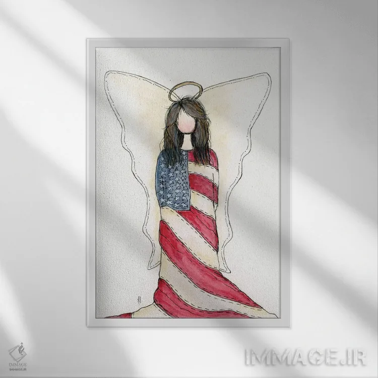 تابلو فرشتهٔ پرچم قدیمی آمریکا (Old Glory) اثر اشلی بردلی - نمای قابدار سفید