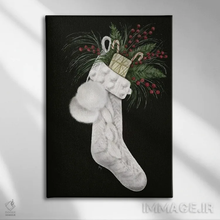 تابلو جوراب کریسمس اثر اشلی بردلی - نمای روبهرو روی دیوار