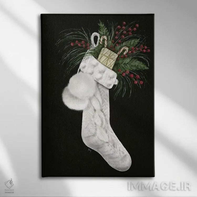 تابلو جوراب کریسمس اثر اشلی بردلی - نمای روبهرو روی دیوار