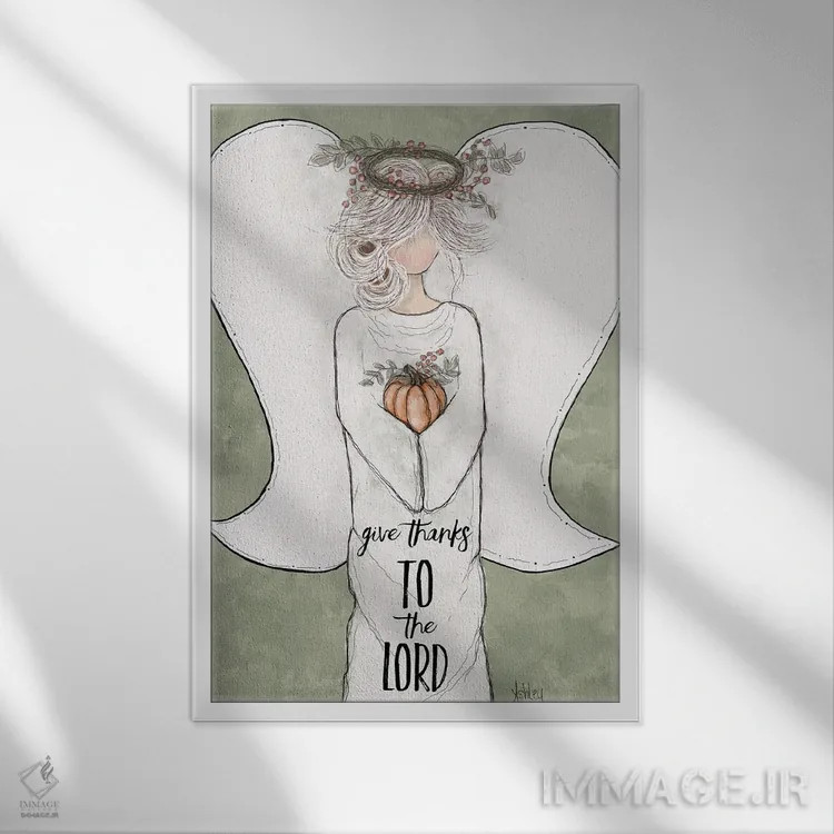 تابلو شکرگزاری کن اثر اشلی بردلی - نمای قابدار سفید