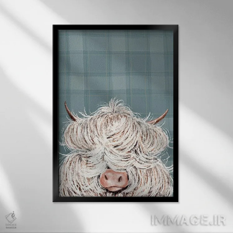 تابلو گاو پشمالو اثر اشلی بردلی - نمای قابدار مشکی