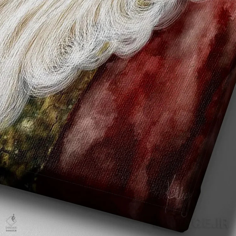 تابلو بابانوئل قرمز اثر اشلی بردلی - نمای نزدیک بافت بوم