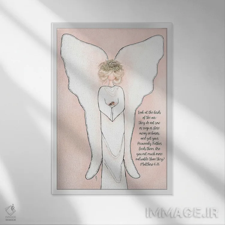 تابلو فرشتهٔ بهاری اثر اشلی بردلی - نمای قابدار سفید