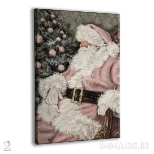 تابلو بابانوئل صورتی شاد اثر اشلی بردلی - نمای پرسپکتیو محصول