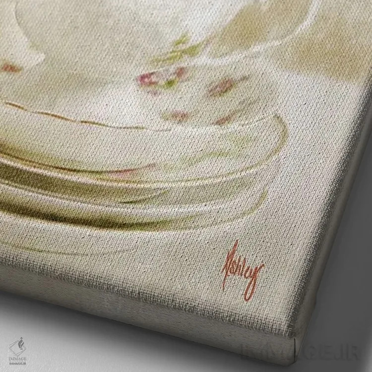 تابلو فنجانهای خرگوشی اثر اشلی بردلی - نمای نزدیک بافت بوم