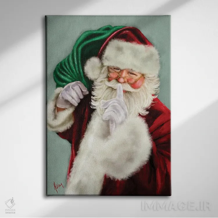 تابلو بابانوئل که ساکت میکند اثر اشلی بردلی - نمای روبهرو روی دیوار