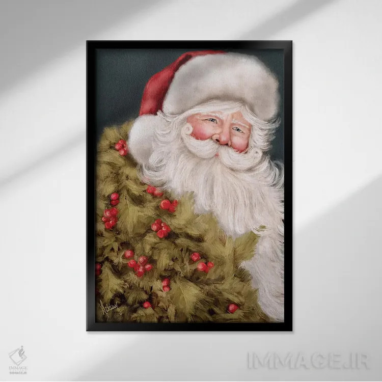 تابلو بابانوئل دنیای قدیم اثر اشلی بردلی - نمای قابدار مشکی