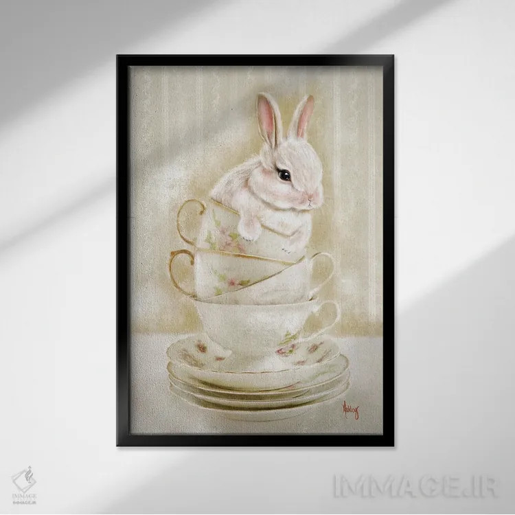 تابلو فنجانهای خرگوشی اثر اشلی بردلی - نمای قابدار مشکی