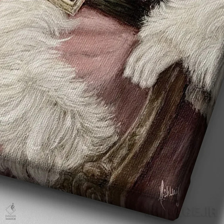 تابلو بابانوئل صورتی شاد اثر اشلی بردلی - نمای نزدیک بافت بوم