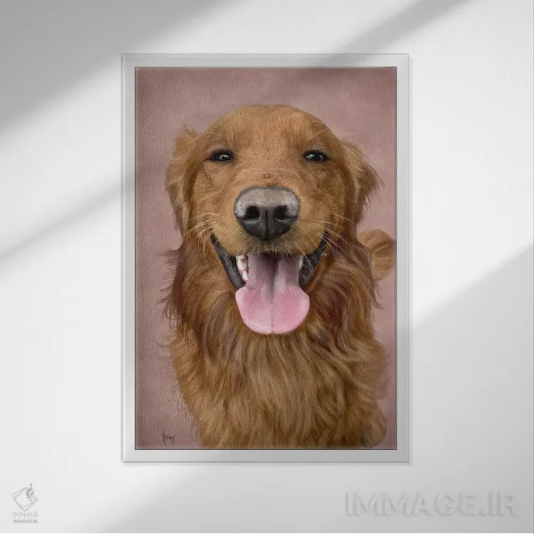 تابلو سگ به نام چارلی اثر اشلی بردلی - نمای قابدار سفید