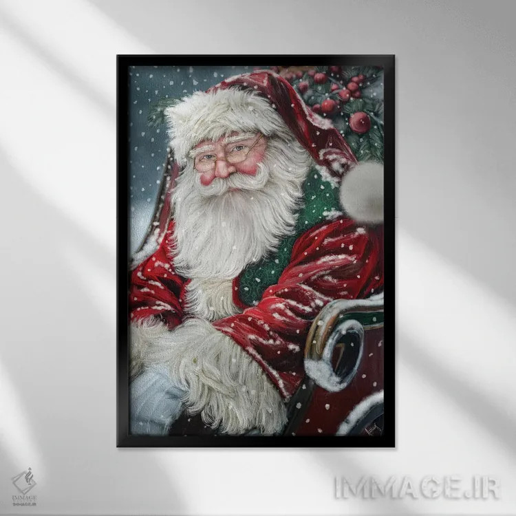 تابلو سورتمهٔ بابانوئل اثر اشلی بردلی - نمای قابدار مشکی