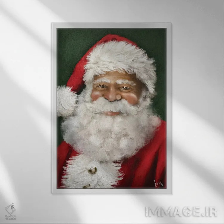 تابلو بابانوئل شاد II اثر اشلی بردلی - نمای قابدار سفید