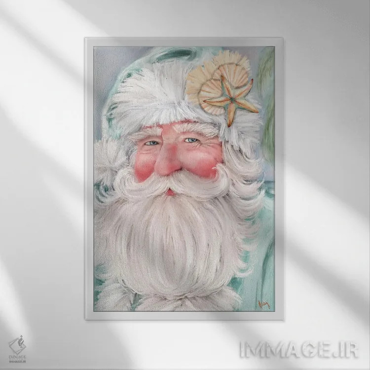 تابلو بابانوئل ساحلی اثر اشلی بردلی - نمای قابدار سفید