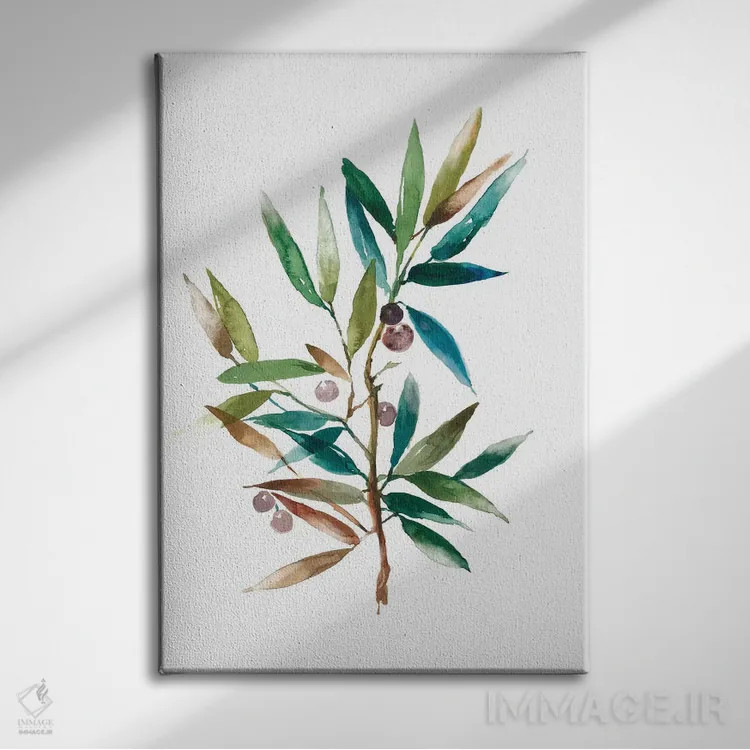 تابلو شاخه زیتون II اثر آسیا جنسن - نمای روبهرو روی دیوار