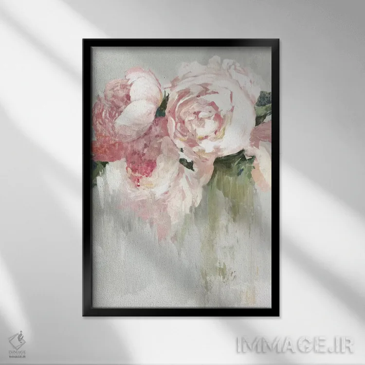 تابلو گلهای صدتومانی اثر آسیا جنسن - نمای قابدار مشکی