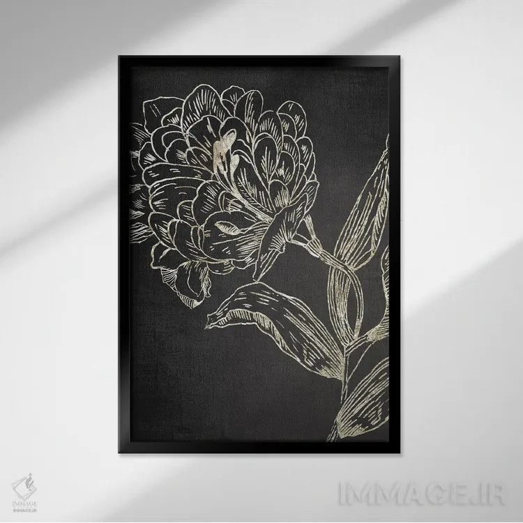 تابلو افسانه گل طلایی II اثر آسیا جنسن - نمای قابدار مشکی