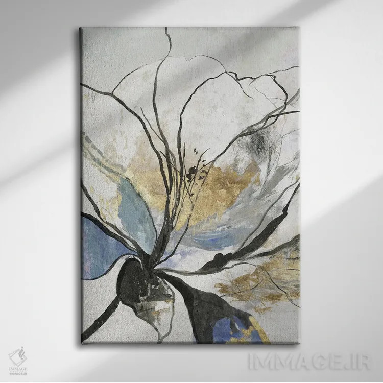 تابلو گل خطی I اثر آسیا جنسن - نمای روبهرو روی دیوار