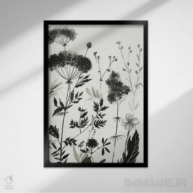تابلو گیاهان سیاه II اثر آسیا جنسن - نمای قابدار مشکی