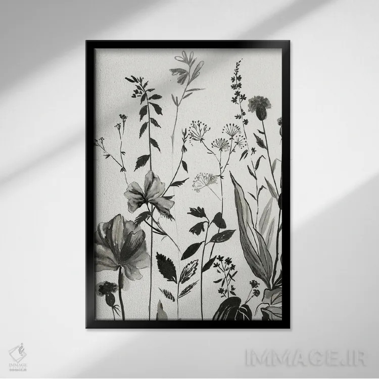 تابلو گیاهان سیاه I اثر آسیا جنسن - نمای قابدار مشکی