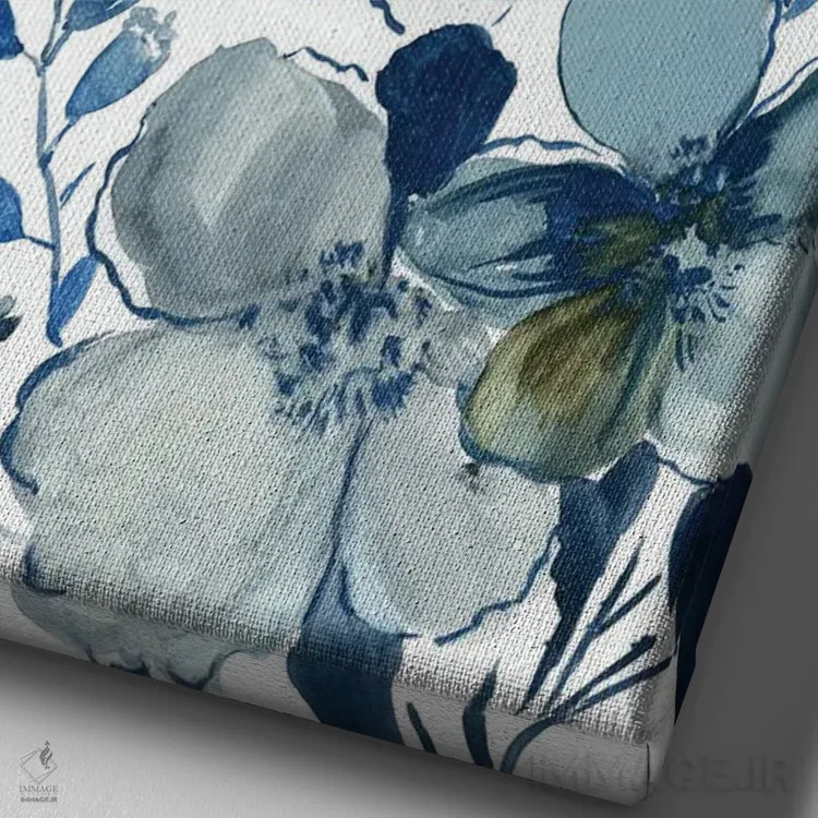 تابلو باغ شکوفهزن آبی II اثر آسیا جنسن - نمای نزدیک بافت بوم