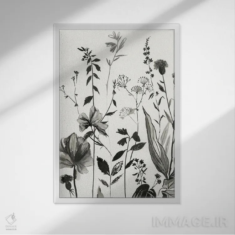 تابلو گیاهان سیاه I اثر آسیا جنسن - نمای قابدار سفید