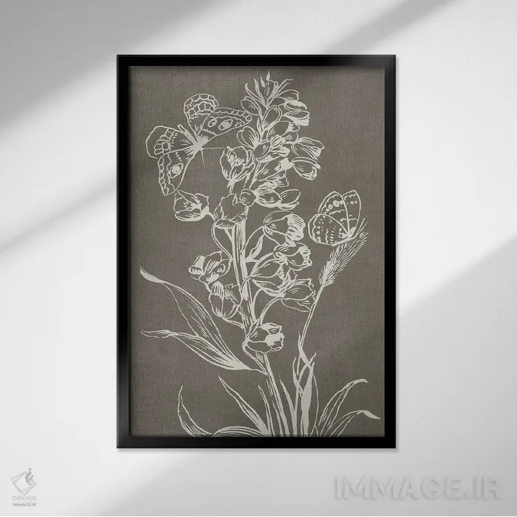 تابلو تمبر گیاهی I اثر آسیا جنسن - نمای قابدار مشکی