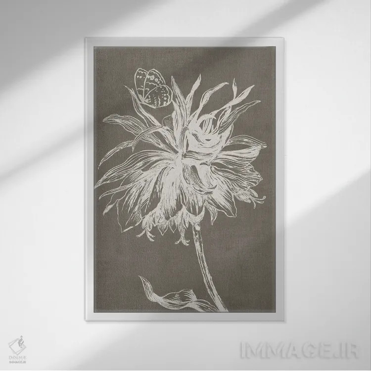 تابلو تمبر گیاهی II اثر آسیا جنسن - نمای قابدار سفید