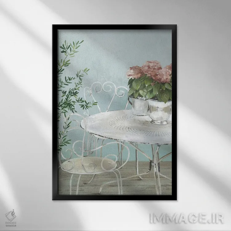 تابلو باغ سفید I اثر آسیا جنسن - نمای قابدار مشکی