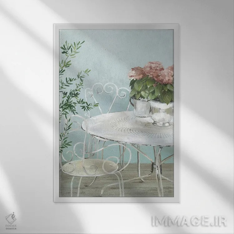 تابلو باغ سفید I اثر آسیا جنسن - نمای قابدار سفید