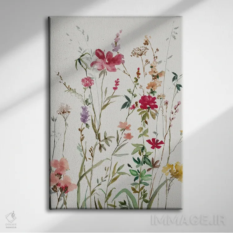 تابلو گلهای وحشی صورتی II اثر آسیا جنسن - نمای روبهرو روی دیوار