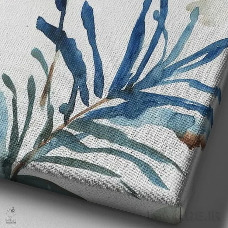 تابلو گرمای استوایی آبی II اثر آسیا جنسن - نمای نزدیک بافت بوم