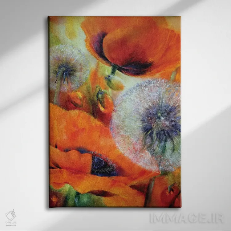 تابلو شقایق و قاصدک اثر آنت شموکر - نمای روبهرو روی دیوار