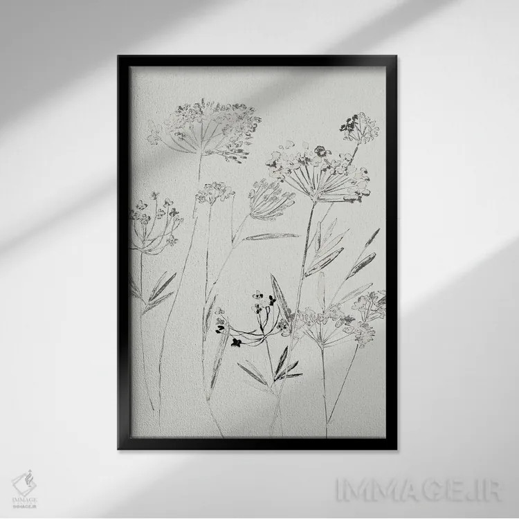 تابلو ظریف سفید II اثر آسیا جنسن - نمای قابدار مشکی