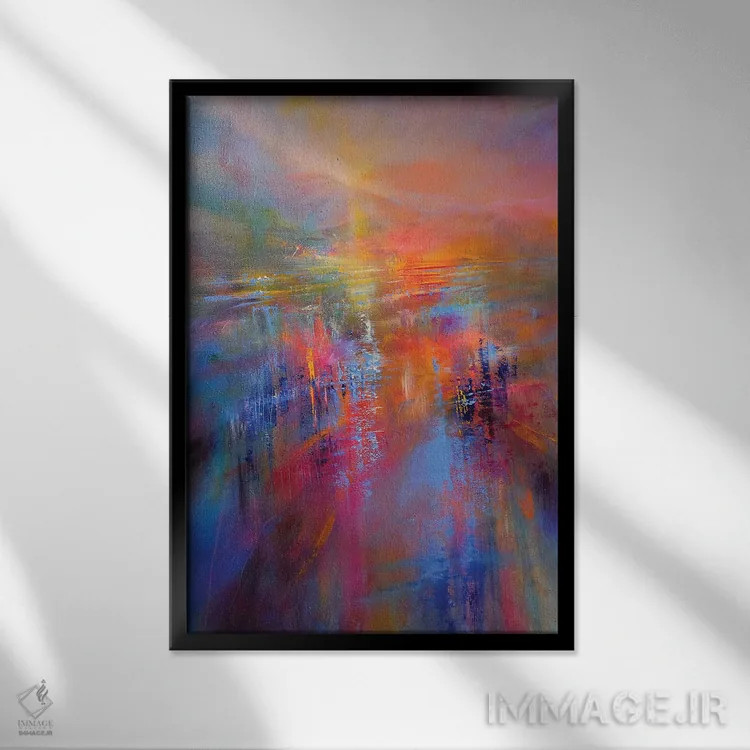 تابلو چشمانداز پرجنبوجوش I اثر آنت شموکر - نمای قابدار مشکی