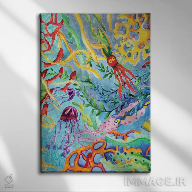 تابلو مسابقه زیر آب اثر آرلت اسمولکو - نمای روبهرو روی دیوار