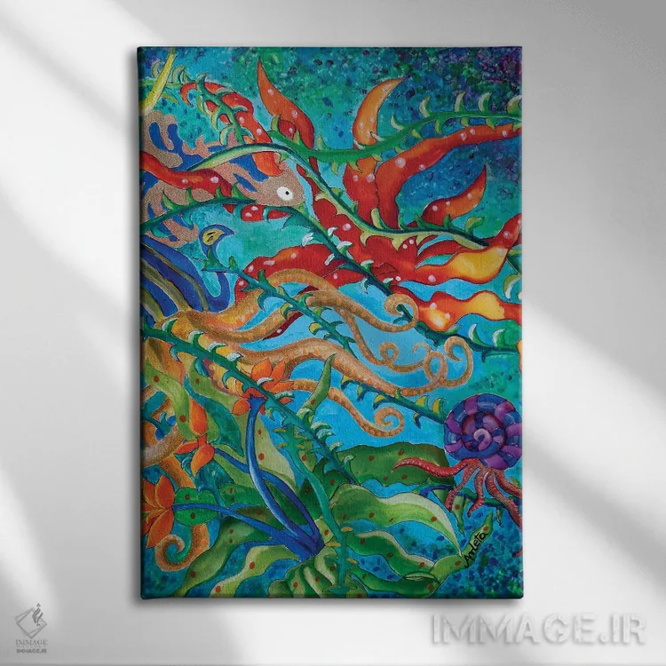 تابلو کارناوال زیر آب اثر آرلت اسمولکو - نمای روبهرو روی دیوار