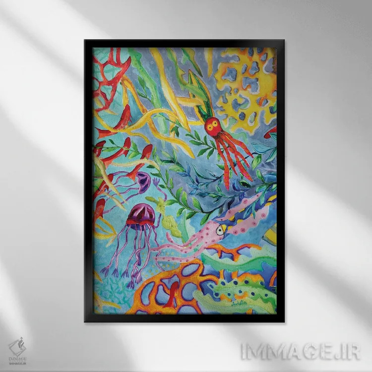 تابلو مسابقه زیر آب اثر آرلت اسمولکو - نمای قابدار مشکی