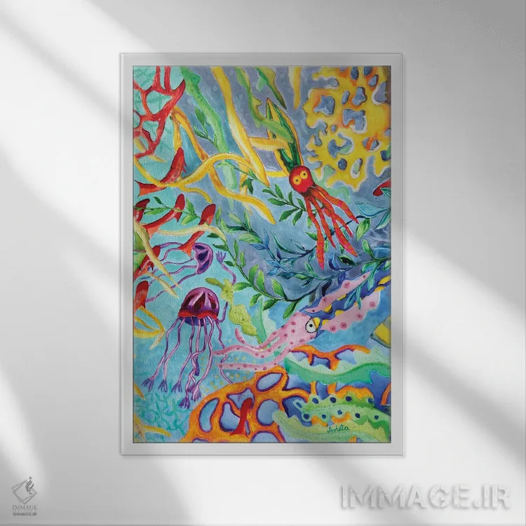 تابلو مسابقه زیر آب اثر آرلت اسمولکو - نمای قابدار سفید