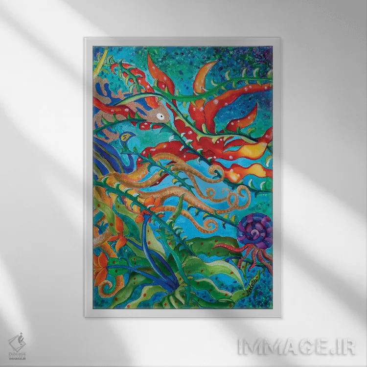 تابلو کارناوال زیر آب اثر آرلت اسمولکو - نمای قابدار سفید