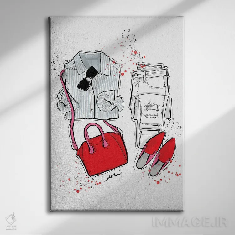 تابلو چه کسی، چه چیزی، چه میپوشد اثر آلیسون پِتری - نمای روبهرو روی دیوار