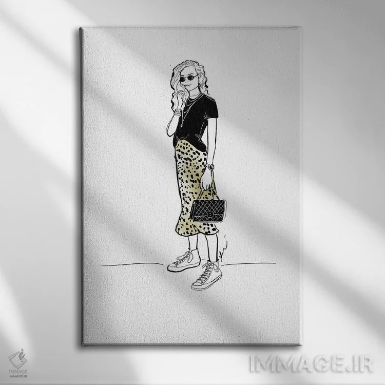 تابلو بانوی پلنگی اثر آلیسون پِتری - نمای روبهرو روی دیوار