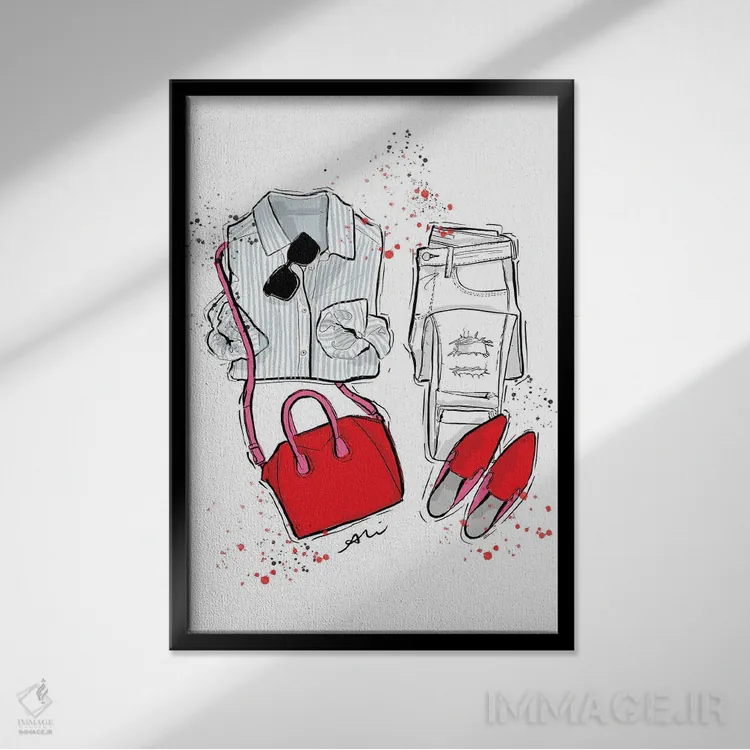 تابلو چه کسی، چه چیزی، چه میپوشد اثر آلیسون پِتری - نمای قابدار مشکی