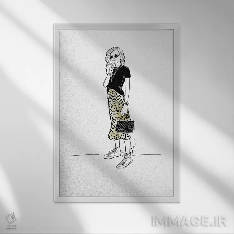 تابلو بانوی پلنگی اثر آلیسون پِتری - نمای قابدار سفید